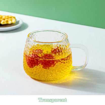 DecorBites™ 400ml Hammer Pattern Glass Mug - Heat Resistant with Hand Handle