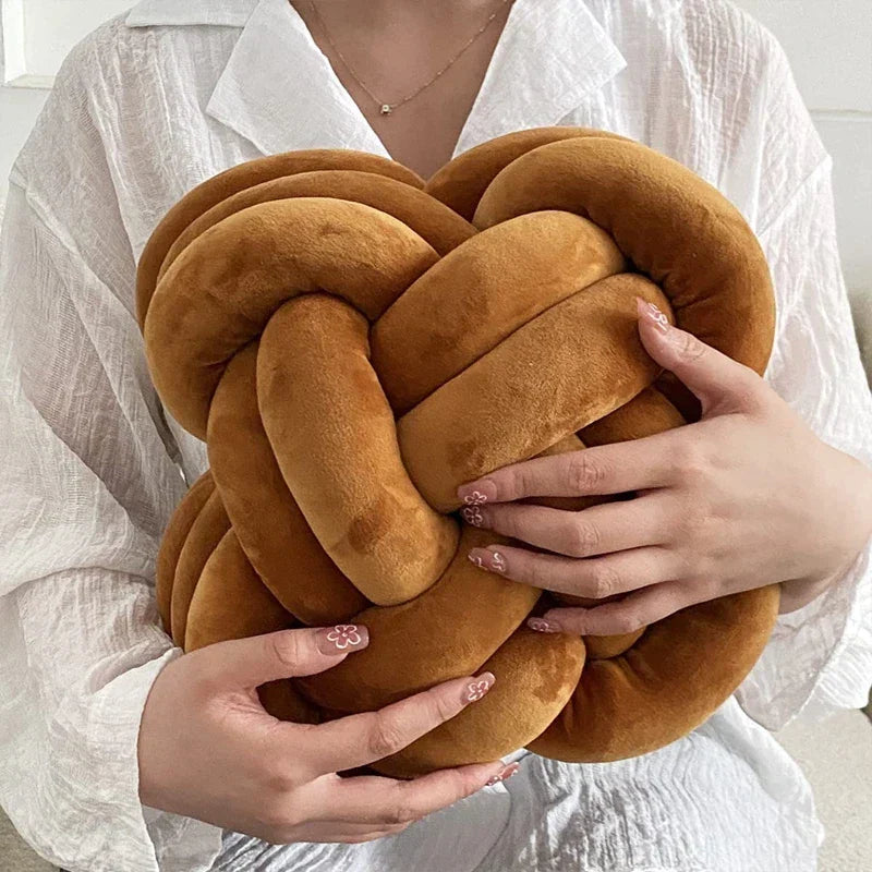 DecorBites™ Knot Pillow Ball Xmas Decorative Throw Pillow with Soft Plush