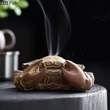 DecorBites™ Crab Ceramic Incense Burner Aromatherapy Tray Room Diffuser Censer Ash Plate