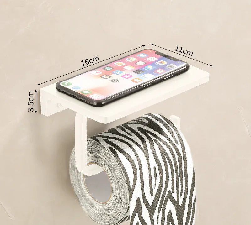 DecorBites™ Bathroom Set: Cream White Shelf, Towel Rack, Paper Holder, Brush Holder & Hardware