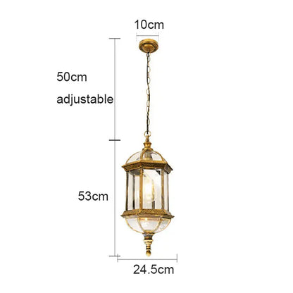 DecorBites™ Black Rustic Outdoor Hanging Lantern Light with Clear Glass Flush Mount Fixture