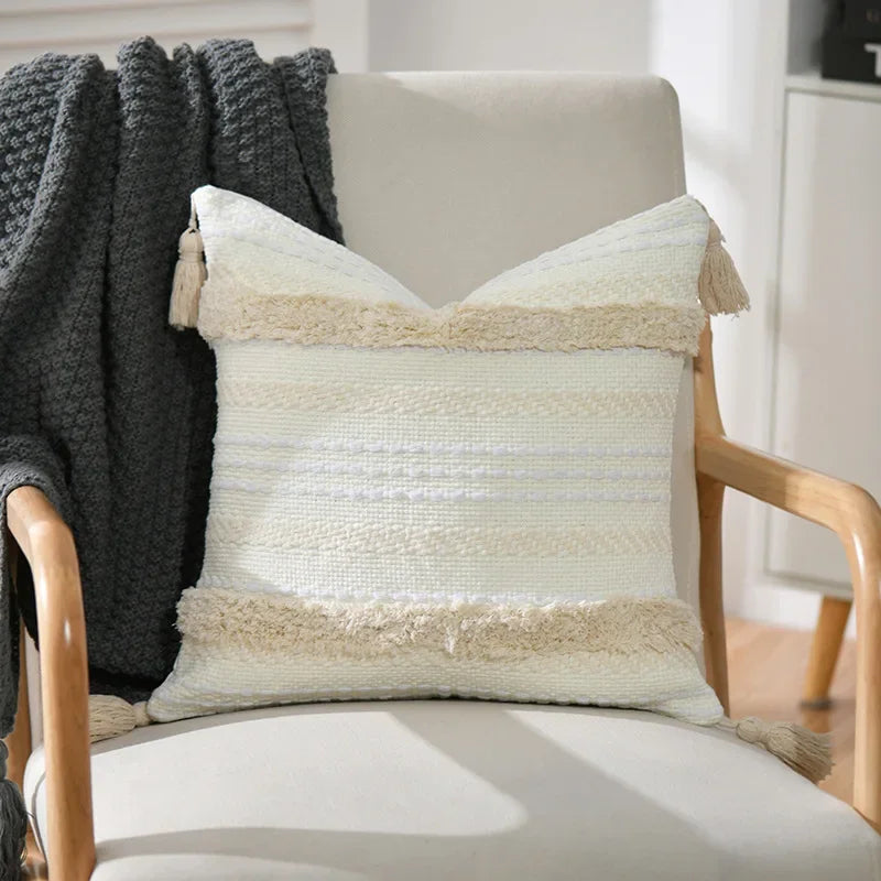 DecorBites™ Boho Geometric Tufted Tassel Cushion Cover 30x50/45x45cm