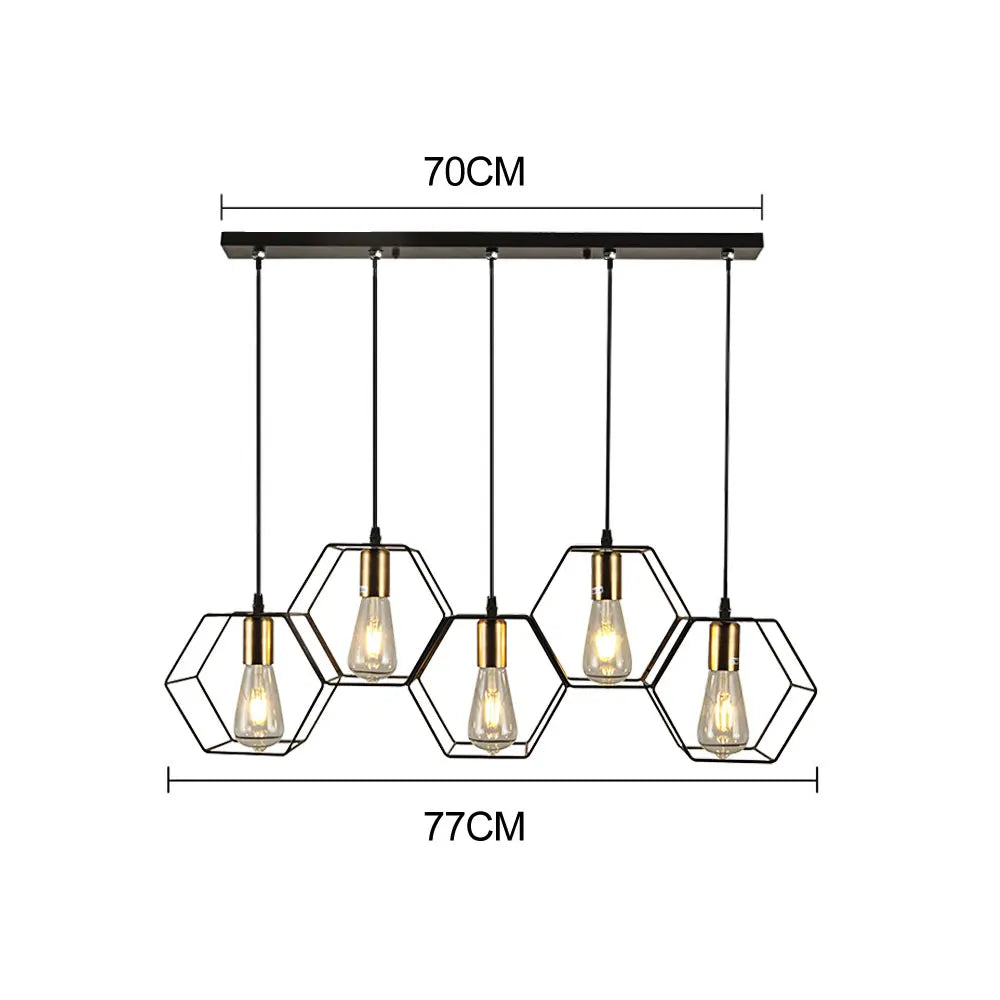 DecorBites™ Geometric LED Chandelier: Modern Metal Frame Light for Dining Room or Bedroom