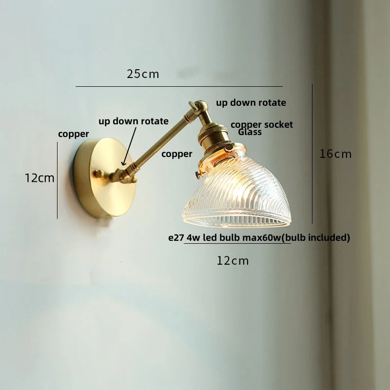 DecorBites™ Brass Swing Arm LED Wall Light Fixture with Rotatable Arms & Pull Chain Switch
