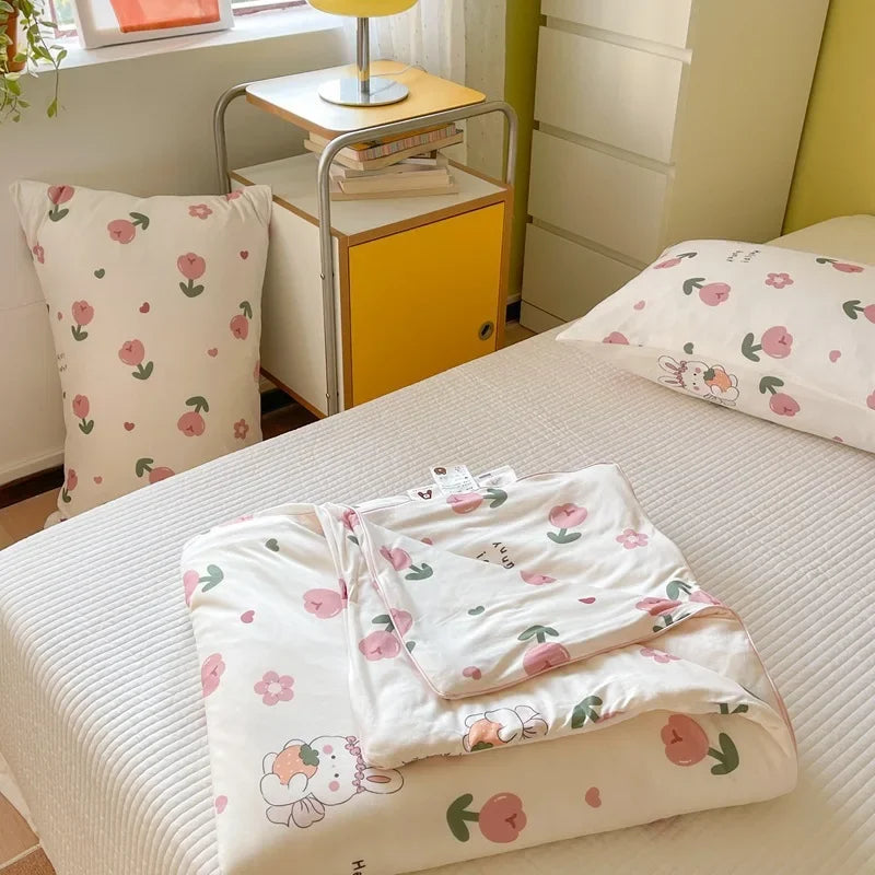 DecorBites™ Cartoon Patchwork Summer Cooling Blanket Lightweight Air Condition Comforter