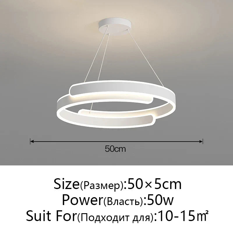DecorBites™ Black White LED Ring Chandelier Pendant Lights for Home Indoor Decor