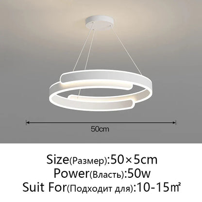 DecorBites™ Black White LED Ring Chandelier Pendant Lights for Home Indoor Decor