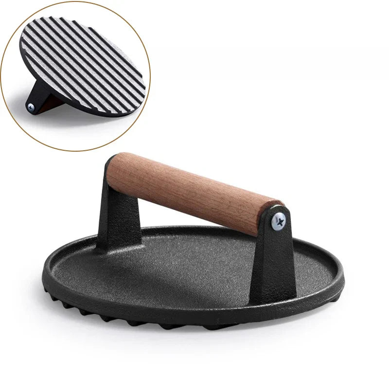 DecorBites™ Cast Iron Burger Press for Grill Hamburger Steak Heavy-Duty Meat Press