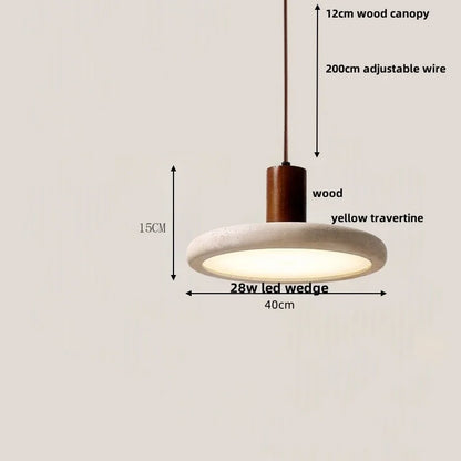 DecorBites™ LED Pendant Lamp Wood Globe Round Yellow Stone Hanging Lights