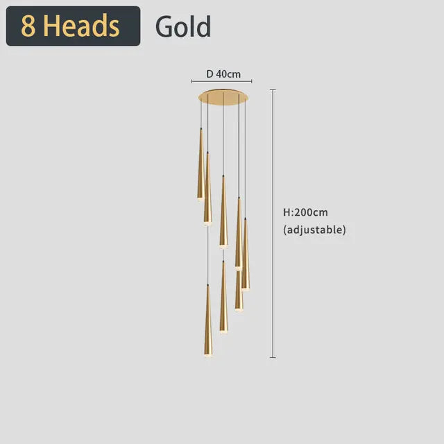 DecorBites™ Black LED Ceiling Chandelier: Stylish Staircase Lighting for Home Decor & Living Room