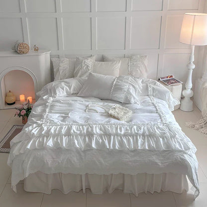 DecorBites™ Korean Lace Ruffles Cotton Bedding Set - Sweet Girl Design