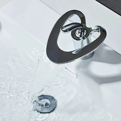 DecorBites™ Black Gray Brass Waterfall Basin Faucet Hot Cold Mixer Tap White Gold