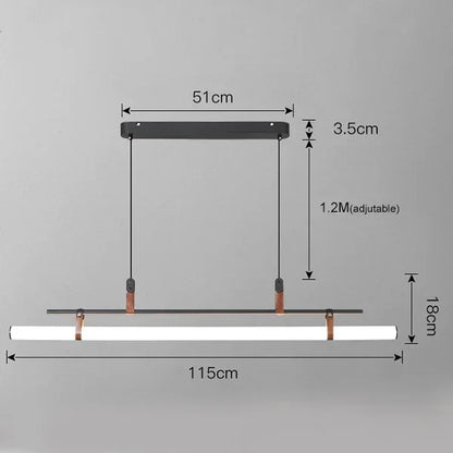 DecorBites™ Eden Modern Black Gold Leather Tube LED Pendant Chandelier
