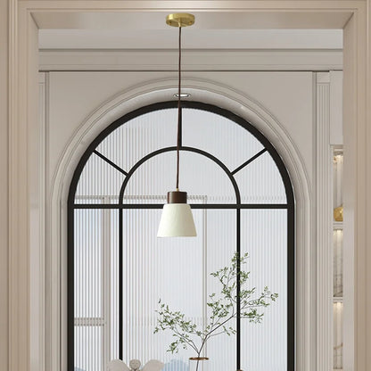 DecorBites™ Ceramic LED Pendant Light Fixture Minimalist Wood Decor Hanging Lamp