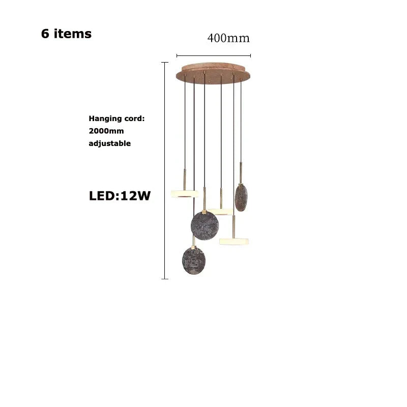 DecorBites™ Burlywood Marble LED Ceiling Chandelier for Living Room