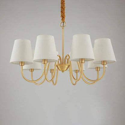 DecorBites™ Copper Ceiling Chandelier with Fabric Lampshade for Living Room and Bedroom
