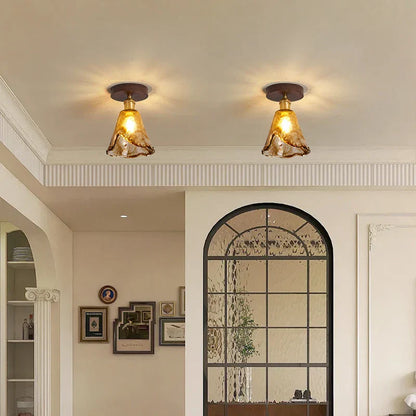 DecorBites™ Copper Wood LED Ceiling Lamp Modern Indoor Lighting Fixtures