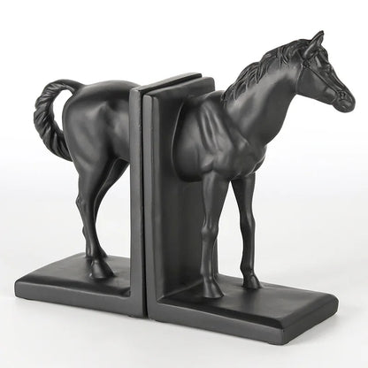 "DecorBites™ Dark Horse Stallion Resin Figurine for Home Decor Bookshelf Storage"