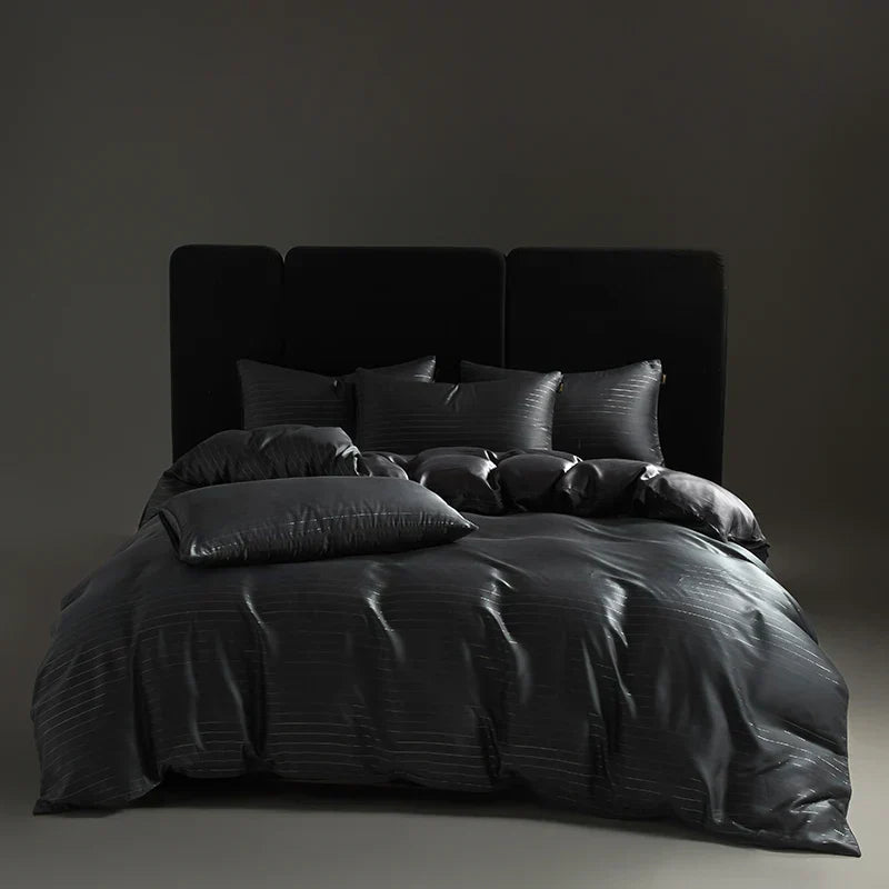 DecorBites™ Eucalyptus Fiber Dark Gray Bedding Set: Soft, Silky Duvet Cover, Bed Sheet, Pillowcases