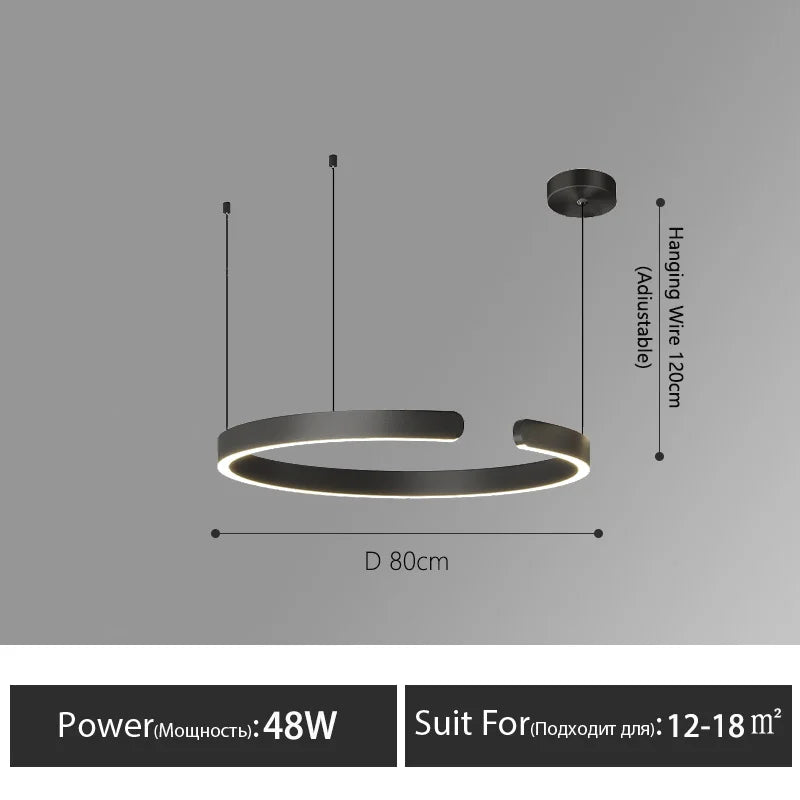 DecorBites™ LED Round Ring Chandelier for Dining Room, Living Room, and Bedroom