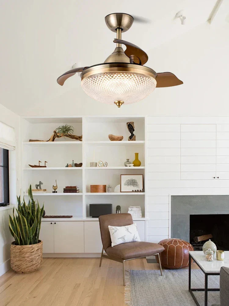 DecorBites™ Copper Bronze Ceiling Fan Light Remote Control 6-speed Reversible Silent Design