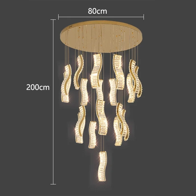 DecorBites™ Crystal Chandelier Stair Pendant: Modern Living Room Interior Lighting