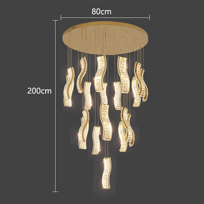DecorBites™ Crystal Chandelier Stair Pendant: Modern Living Room Interior Lighting