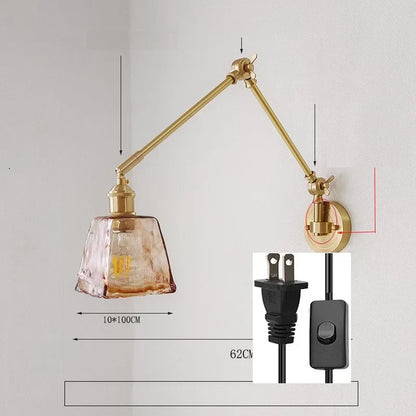 DecorBites™ Ceramic Copper LED Wall Lamp with Adjustable Long Arm Swing
