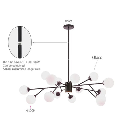 DecorBites™ Black Chandelier: Luxury Glass Pendant Lights for Living Room, Bedroom, and Restaurant