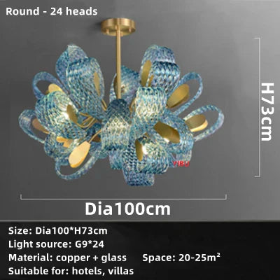 DecorBites™ Blue Glass LED Pendant Lamps: Modern Chandelier Lighting for Hallway, Bedroom, Living Room