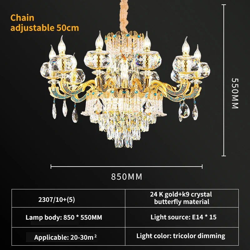DecorBites™ Crystal Candle Chandelier for Luxury Living Room, Bedroom, and Dining Room