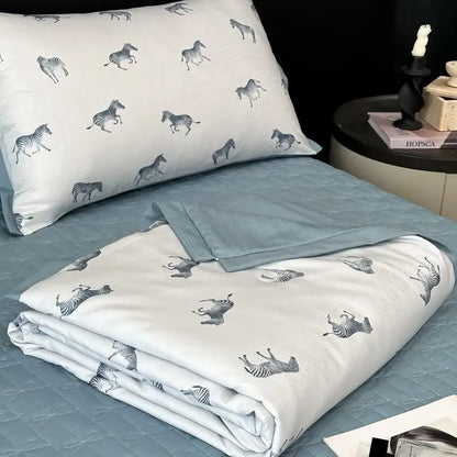 DecorBites™ Cool Silk Summer Quilt Set with Sheets & Pillowcases