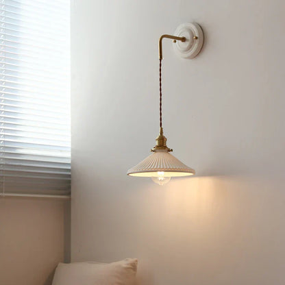 DecorBites™ Adjustable LED Wall Sconce Lamp Stripe Ceramic Copper Mirror Bedside