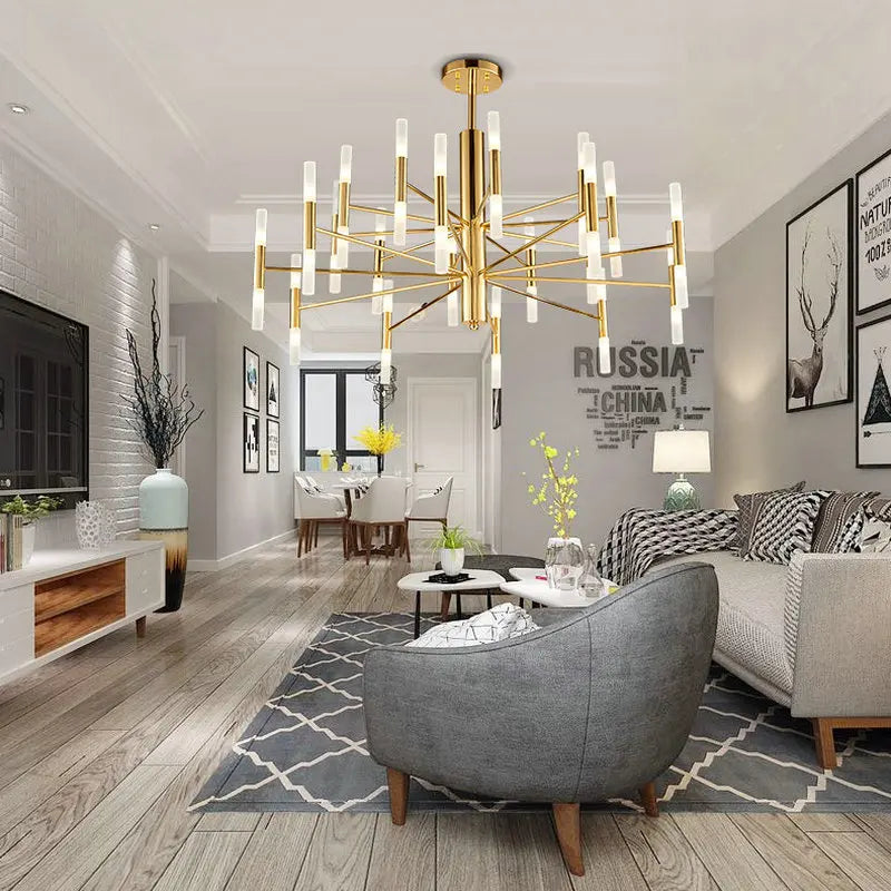 DecorBites™ Black Gold Art Decor Led Ceiling Chandelier for Modern Fashion Designer Home