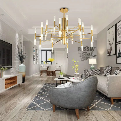 DecorBites™ Black Gold Art Decor Led Ceiling Chandelier for Modern Fashion Designer Home