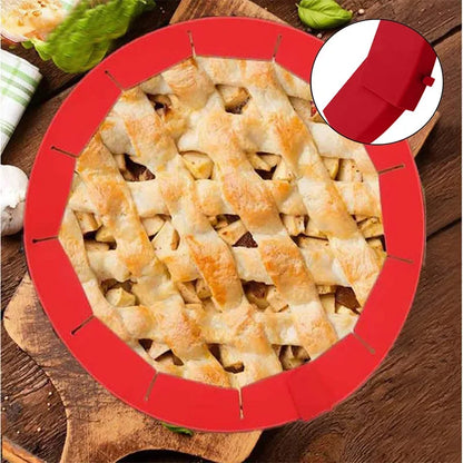 Adjustable Silicone Pie Crust Shield by DecorBites™: Reusable Baking Tool for Perfect Crusts
