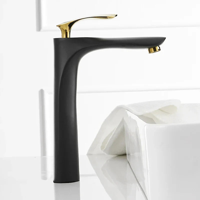 DecorBites™ Gold Chrome Finish Brass Basin Faucet Hot Cold Water Mixer