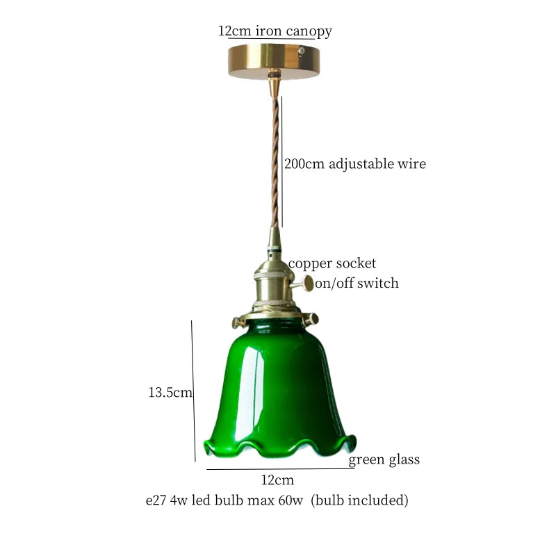 DecorBites™ Green Glass LED Pendant Lamp for Living & Dining Room Decor