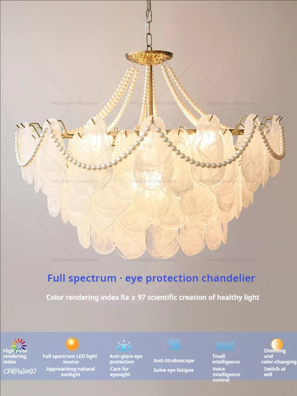 DecorBites™ French Chandelier Garden Light with K9 Crystal | Elegant Pearl Shell Design