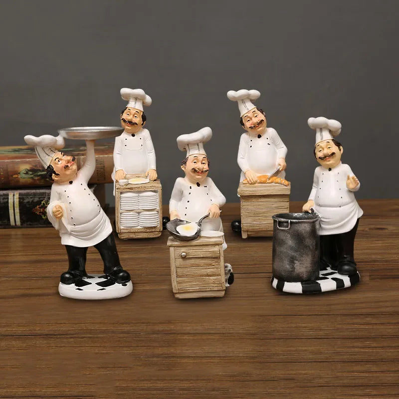 DecorBites™ Bearded Chef Resin Figure Sculpture Modern Kitchen Desk Decor Ornaments