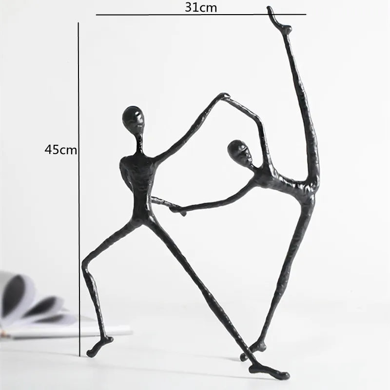 DecorBites™ Black Metal Sports Figure Sculpture for Elegant Home Decor