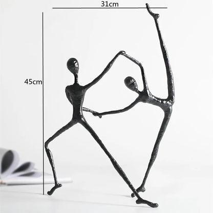 DecorBites™ Black Metal Sports Figure Sculpture for Elegant Home Decor