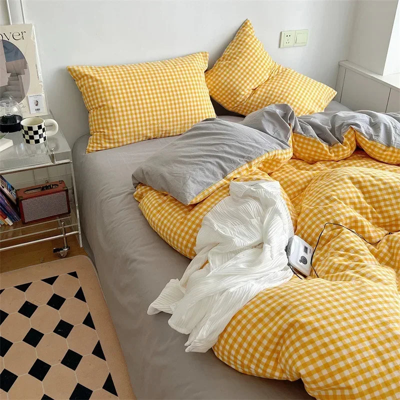 ™ Japanese Style Cotton Printed 4Pcs Bedding Set with Double-Sided Design