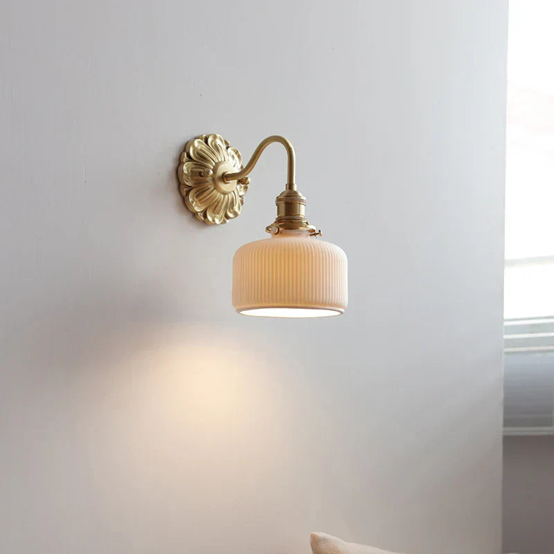 DecorBites™ Ceramic LED Wall Lights: Modern Japan Style Copper Base Sconce for Home Decor