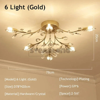 DecorBites™ Crystal Ceiling Chandelier LED Light Fixture for Living Room Bedroom Kitchen