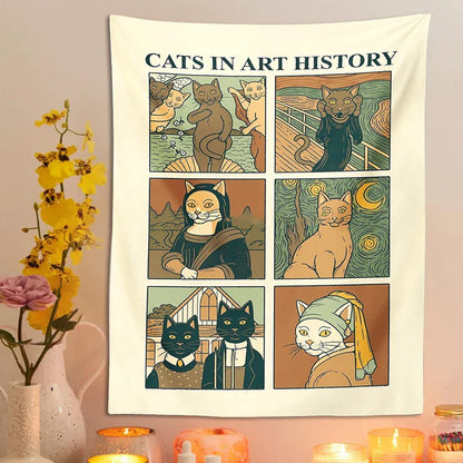 DecorBites™ Cat Art Tapestry Wall Hanging Tarot Psychedelic Hippie Home Decor