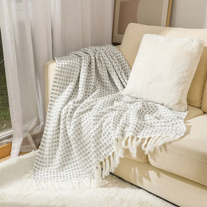 DecorBites™ Knitted Nordic White Casual Blanket - Soft & Comfortable Sofa Throw Bed End Cover for Home Decor & Travel