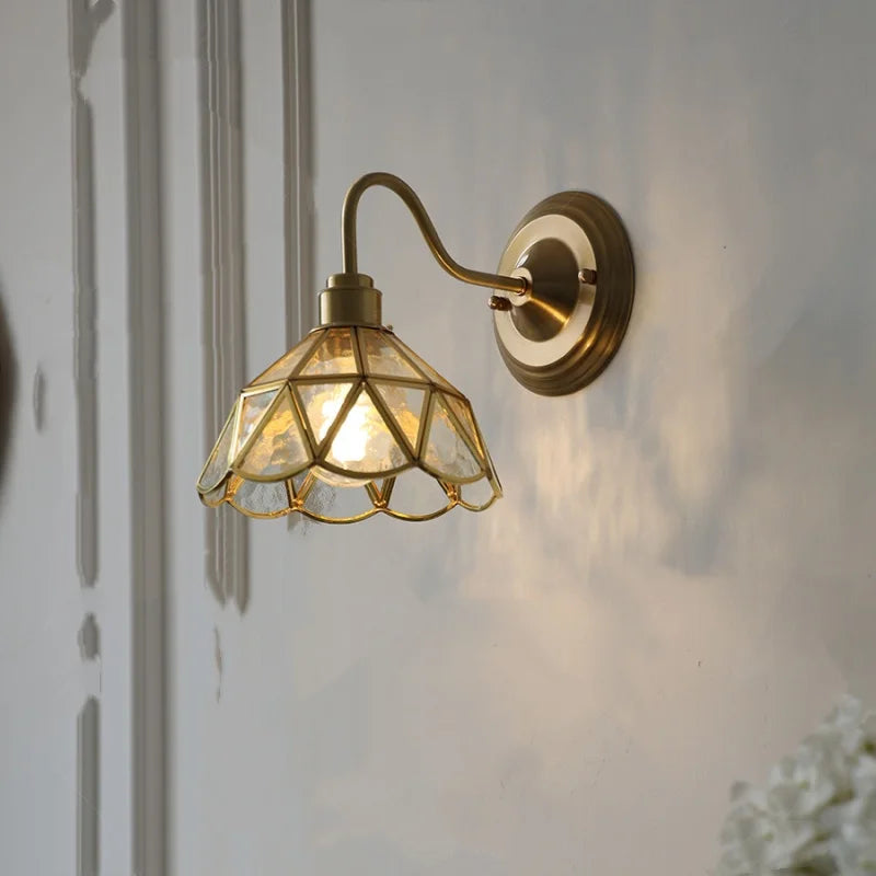 DecorBites™ Blue Glass Copper LED Wall Light Fixture Stair Bar Restaurant Bedroom E27