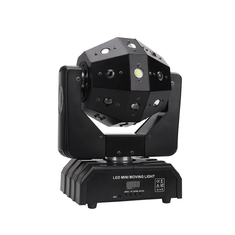 DecorBites™ 16 Beam Strobe Red Green Laser LED Moving Head Light Disco Ball