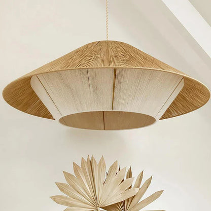DecorBites™ Hemp Rope Rattan Weave Chandelier LED Pendant Lights for Home Decor & Dining